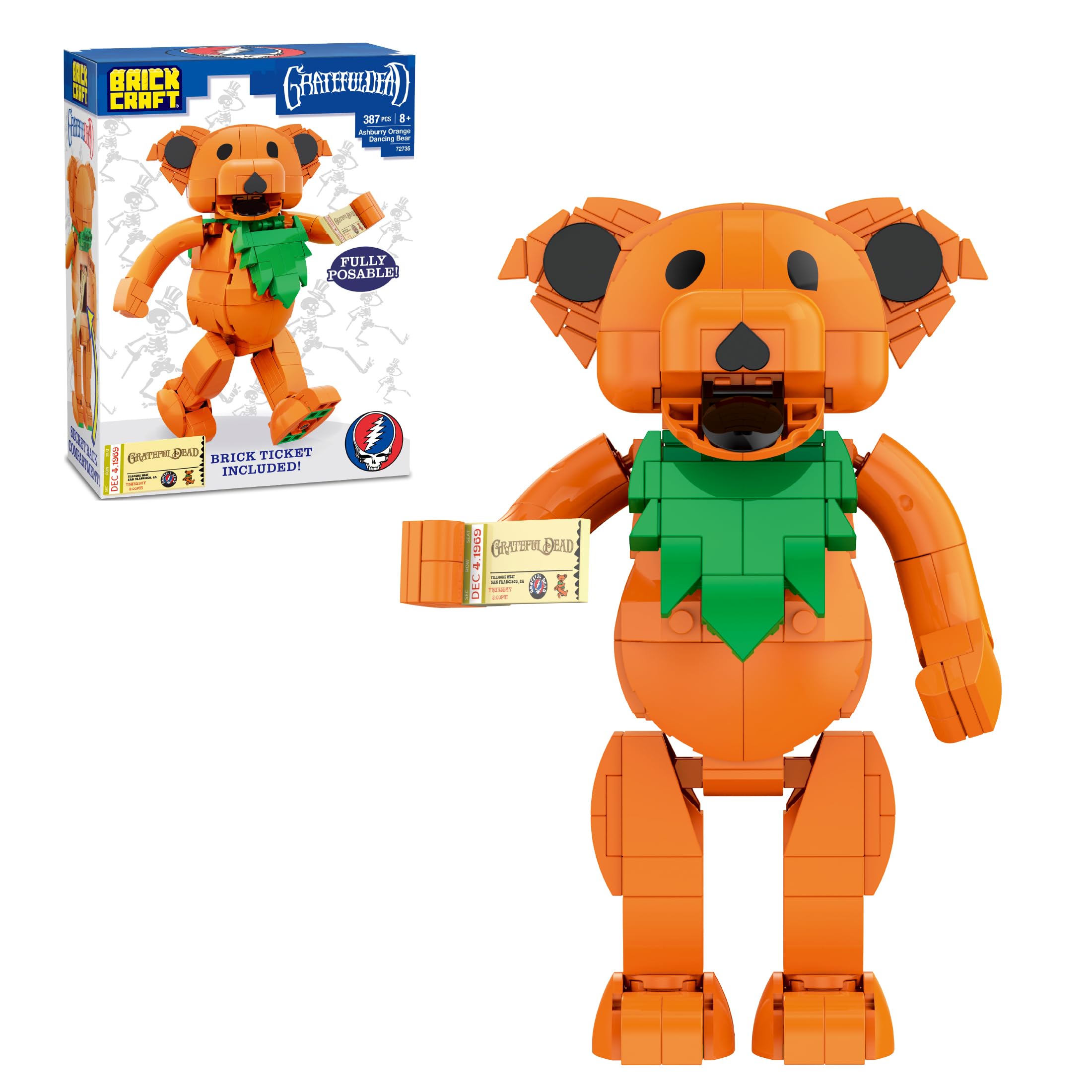 Amazon.com: Brickcraft Grateful Dead Ashburry Orange Dancing Bear